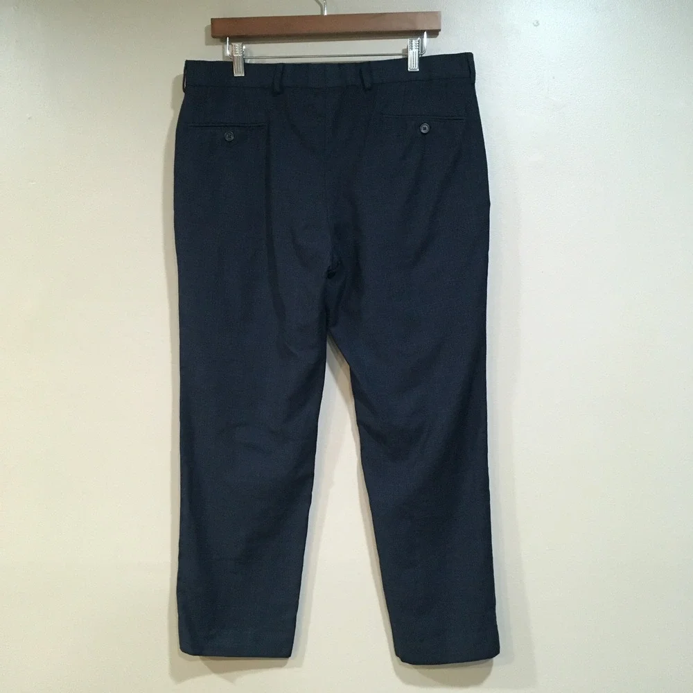 Ralph Lauren 100% Wool Dress Pants Mens 34x30 Navy Glen Plaid Classic Work